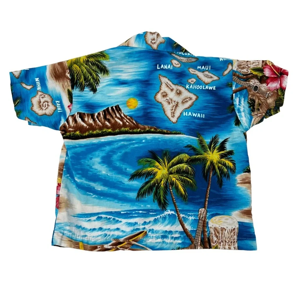 RJC Hawaiian Aloha Shirt Shorts Set Island Map Floral Tropical 12M
